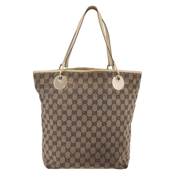 GUCCI GG Canvas Tote Bag Beige Gold - Picture 3 of 12